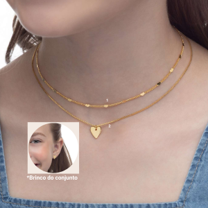 Conjunto Brinco e Pingente 1cm